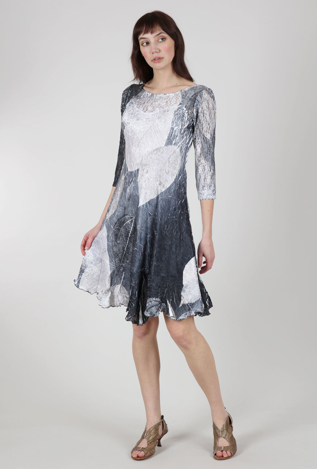 Komarov Ilsa Lace Neck Dress, Black Monet