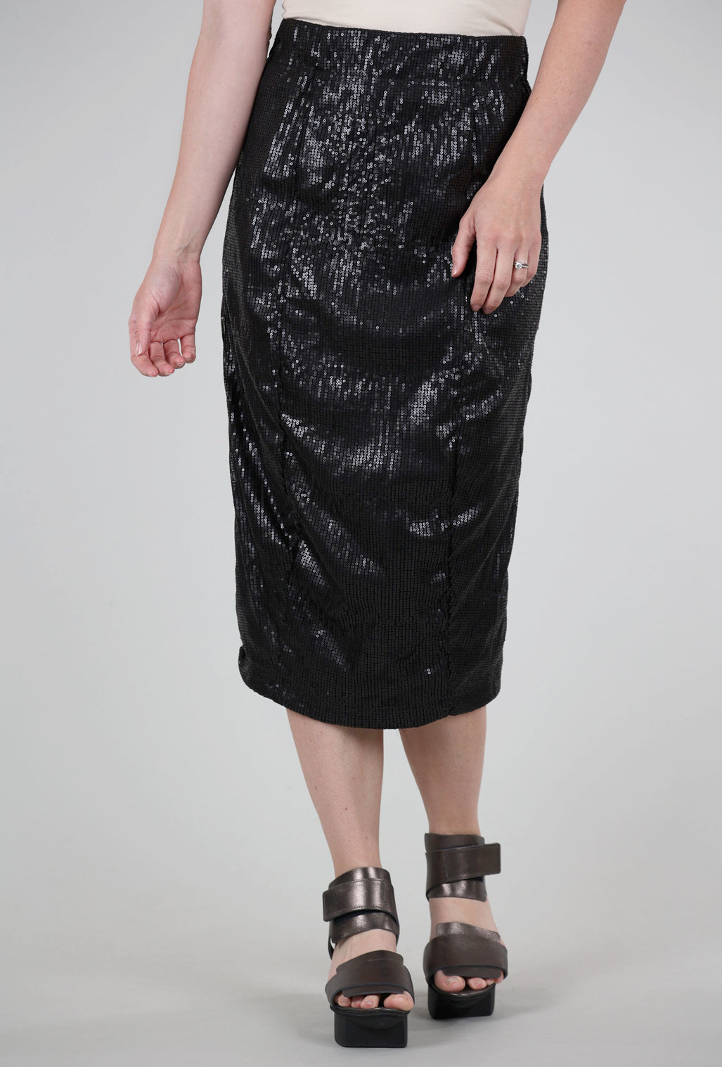 Rundholz Sequin Slim Skirt, Black