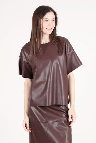 Grade & Gather Vegan Leather Boxy Top, Plum Wine