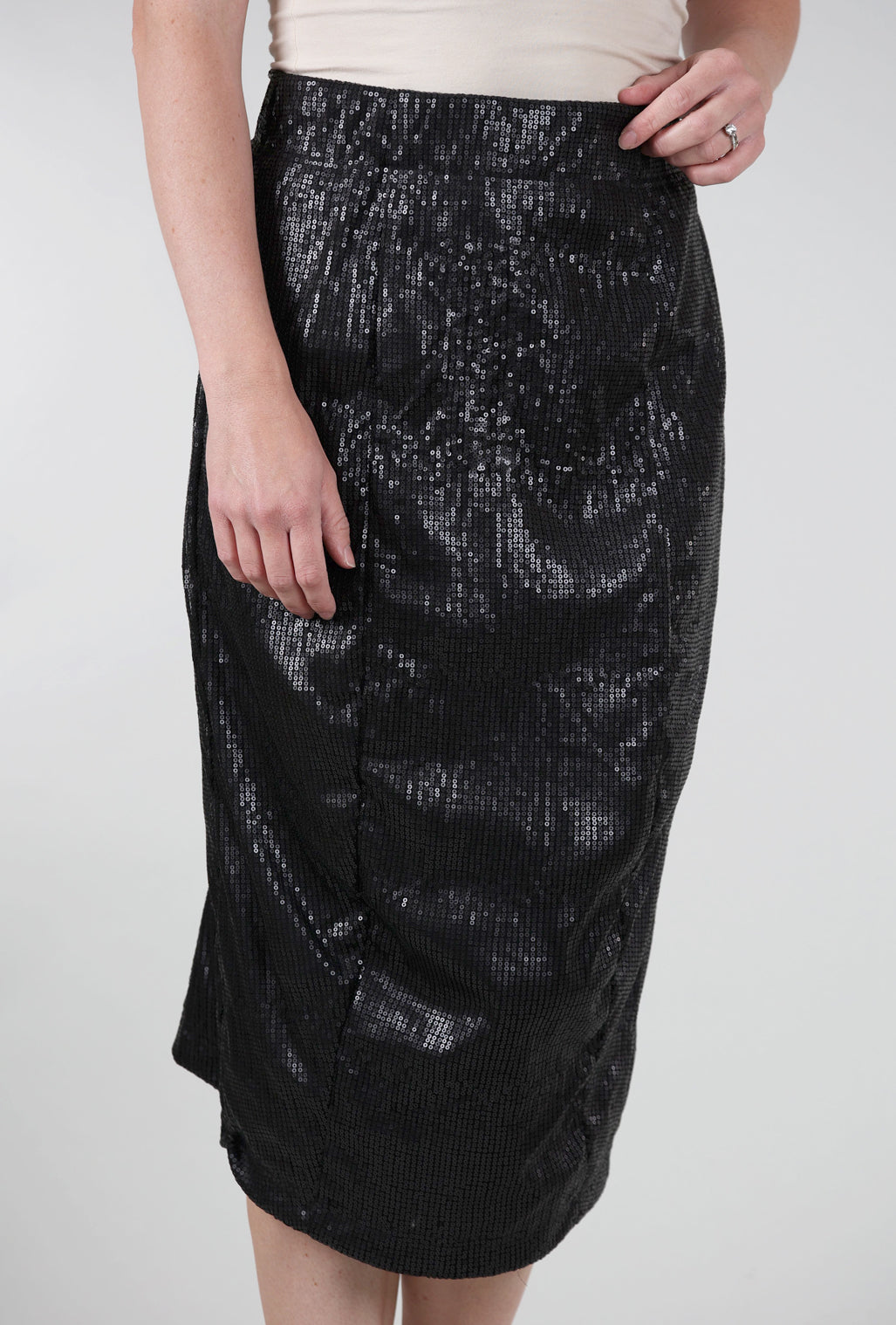 Rundholz Sequin Slim Skirt, Black