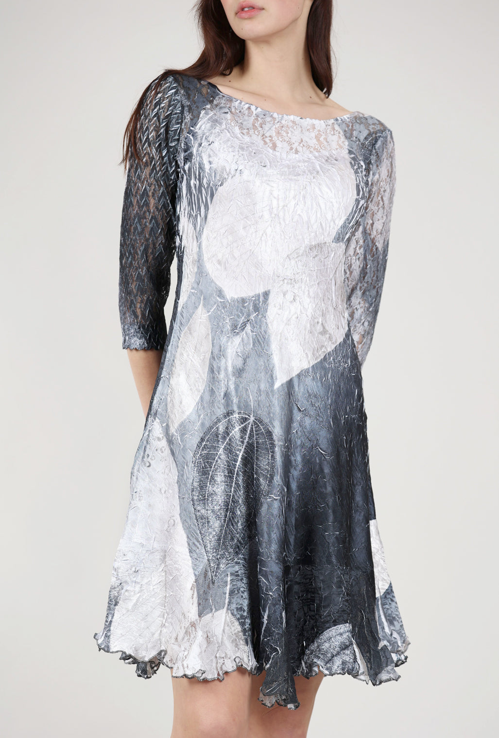 Komarov Ilsa Lace Neck Dress, Black Monet