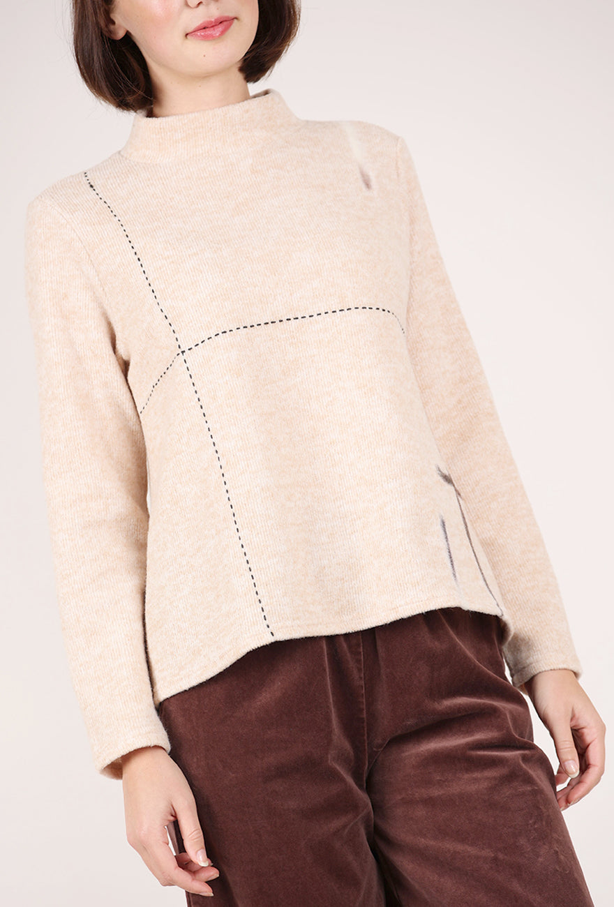 Trisha Tyler Felted Detail Mockneck, Beige