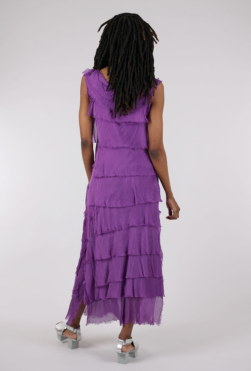 Liabella Long Tattered Tiers Dress, Purple