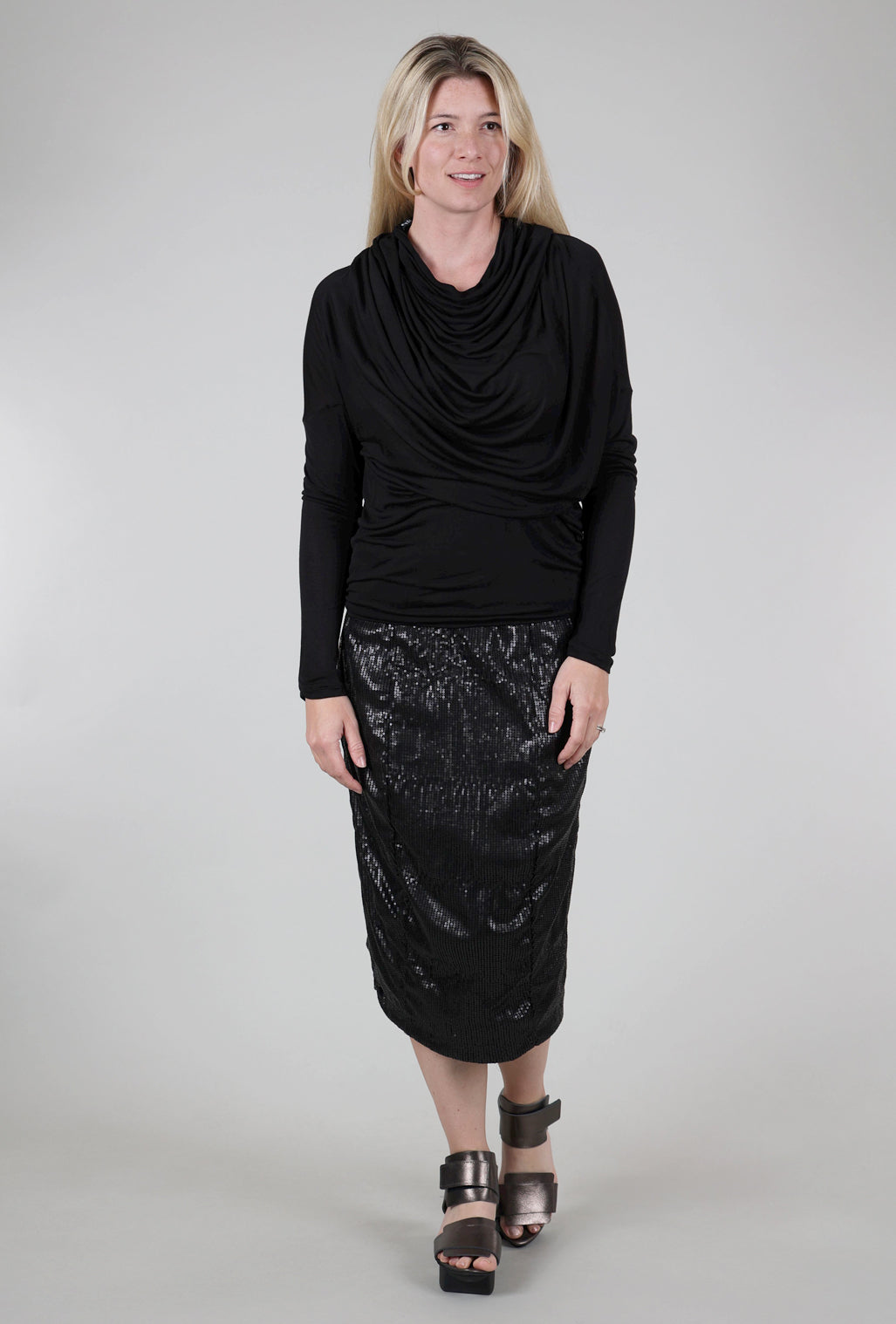 Rundholz Sequin Slim Skirt, Black
