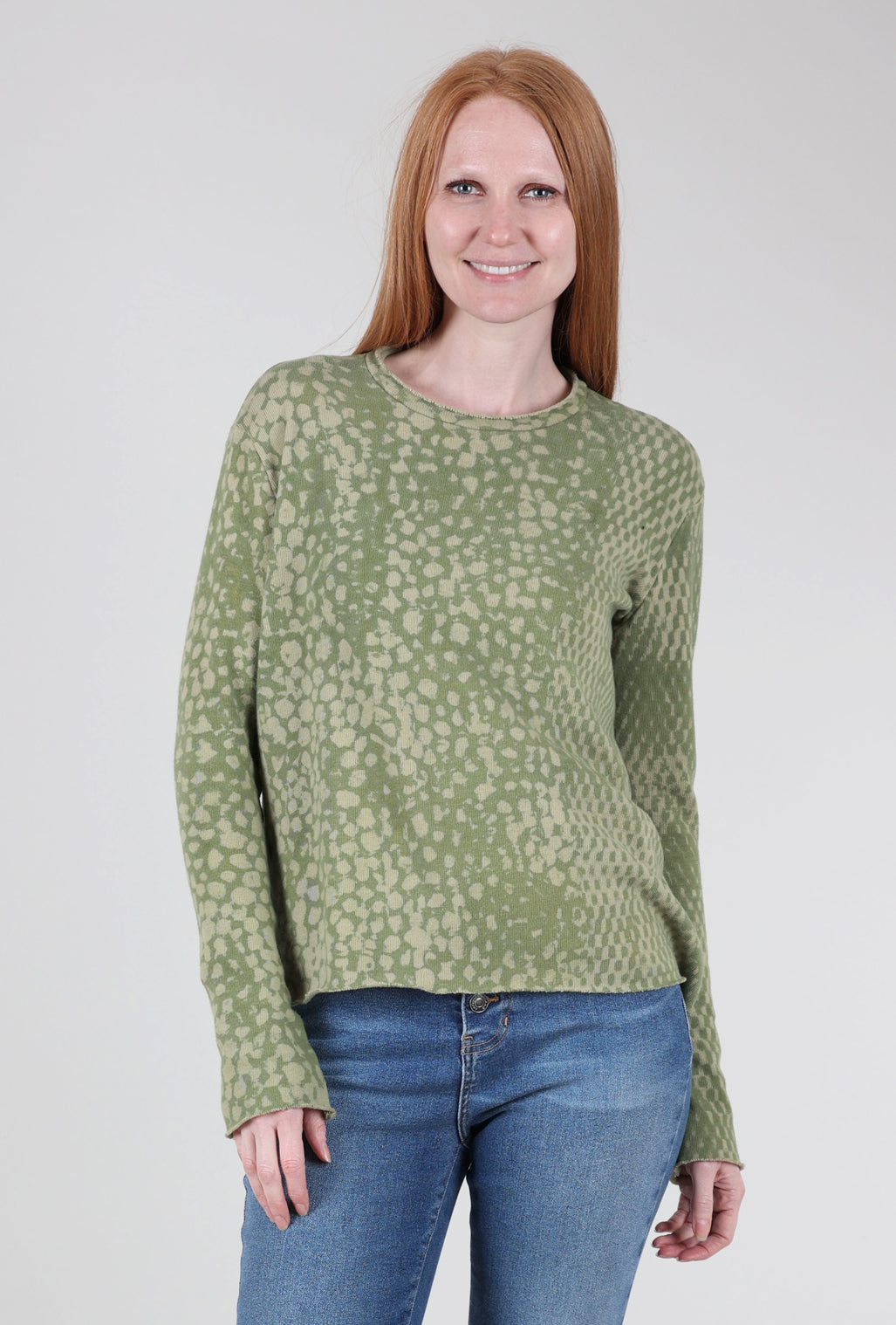 Heyne Bogut Cozy Dot Dye Top, Avocado/Stone