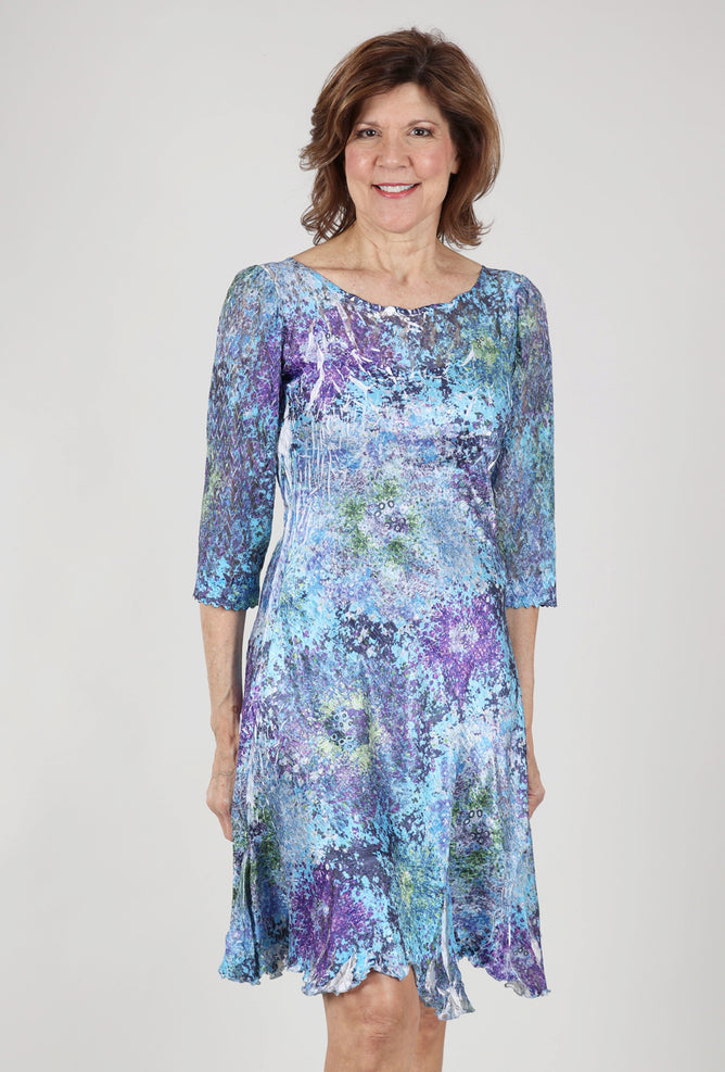 Komarov Ilsa Lace Neck Dress, Murano Glass Blue