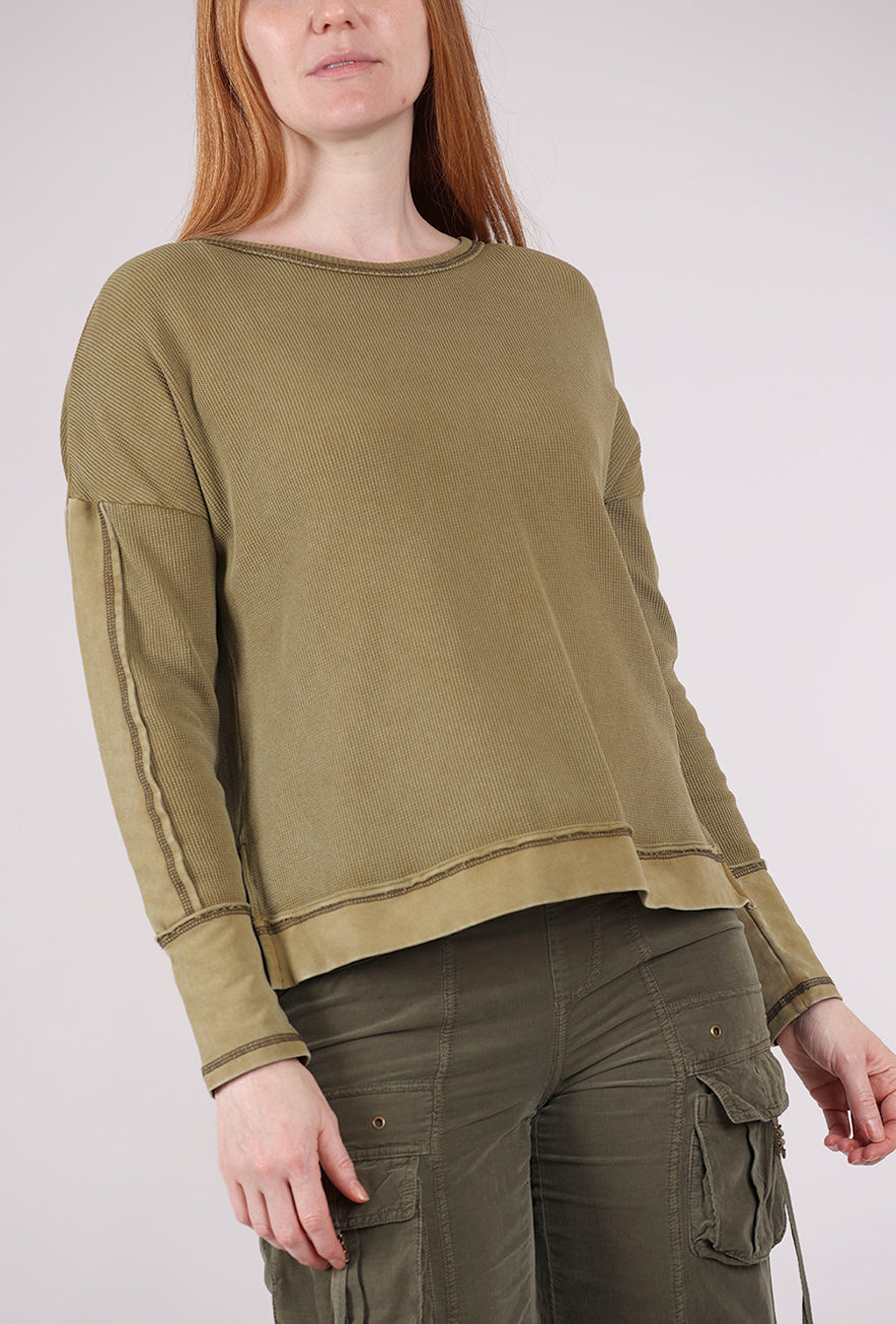 Escape by Habitat Waffle Knit Boxy Crew, Willow