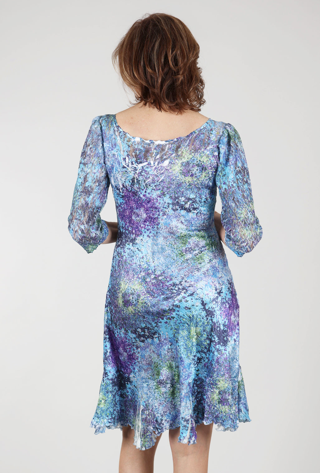 Komarov Ilsa Lace Neck Dress, Murano Glass Blue