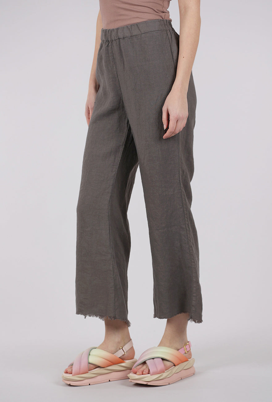 Grizas Tattered Hem Linen Trouser, Mushroom