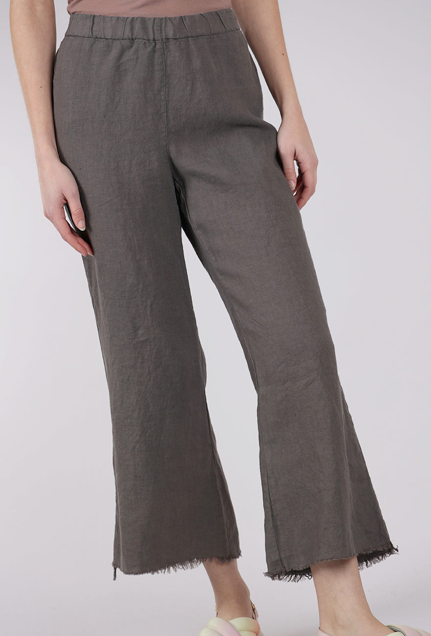 Grizas Tattered Hem Linen Trouser, Mushroom