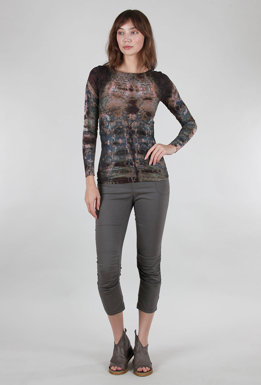 AMB Designs Raw Edge Second Skin Top, Hidden Marble/Chocolate