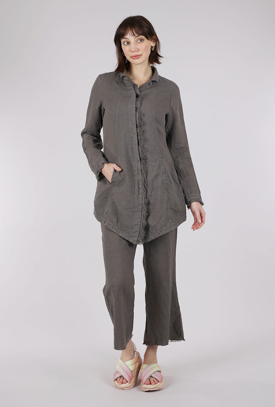Grizas Tattered Fringe Lapel Jacket, Mushroom