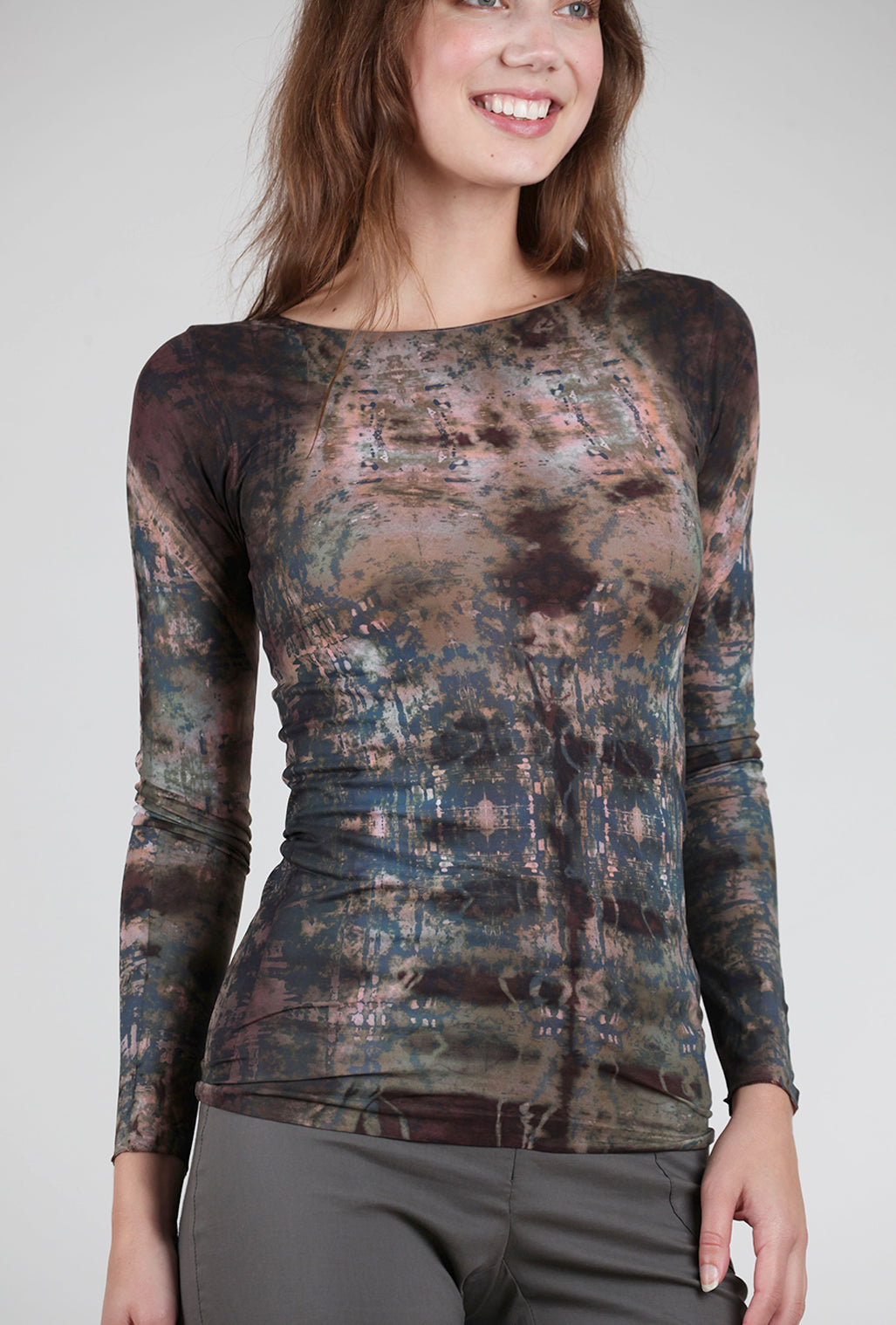 AMB Designs Raw Edge Second Skin Top, Hidden Marble/Chocolate