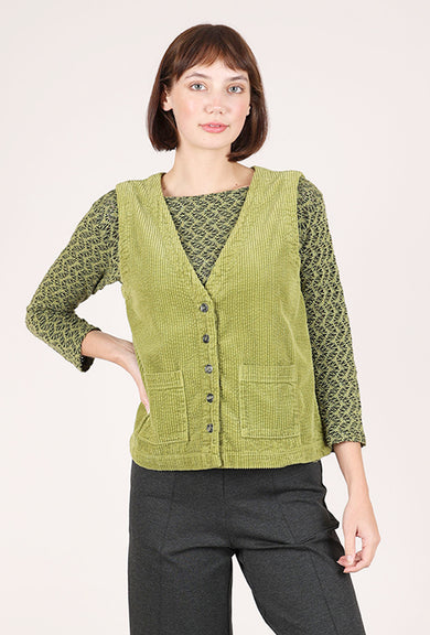 Cut Loose Luxe Cord Vneck Vest, Frog