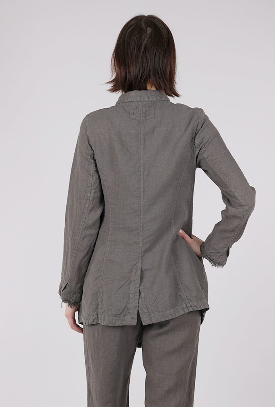 Grizas Tattered Fringe Lapel Jacket, Mushroom