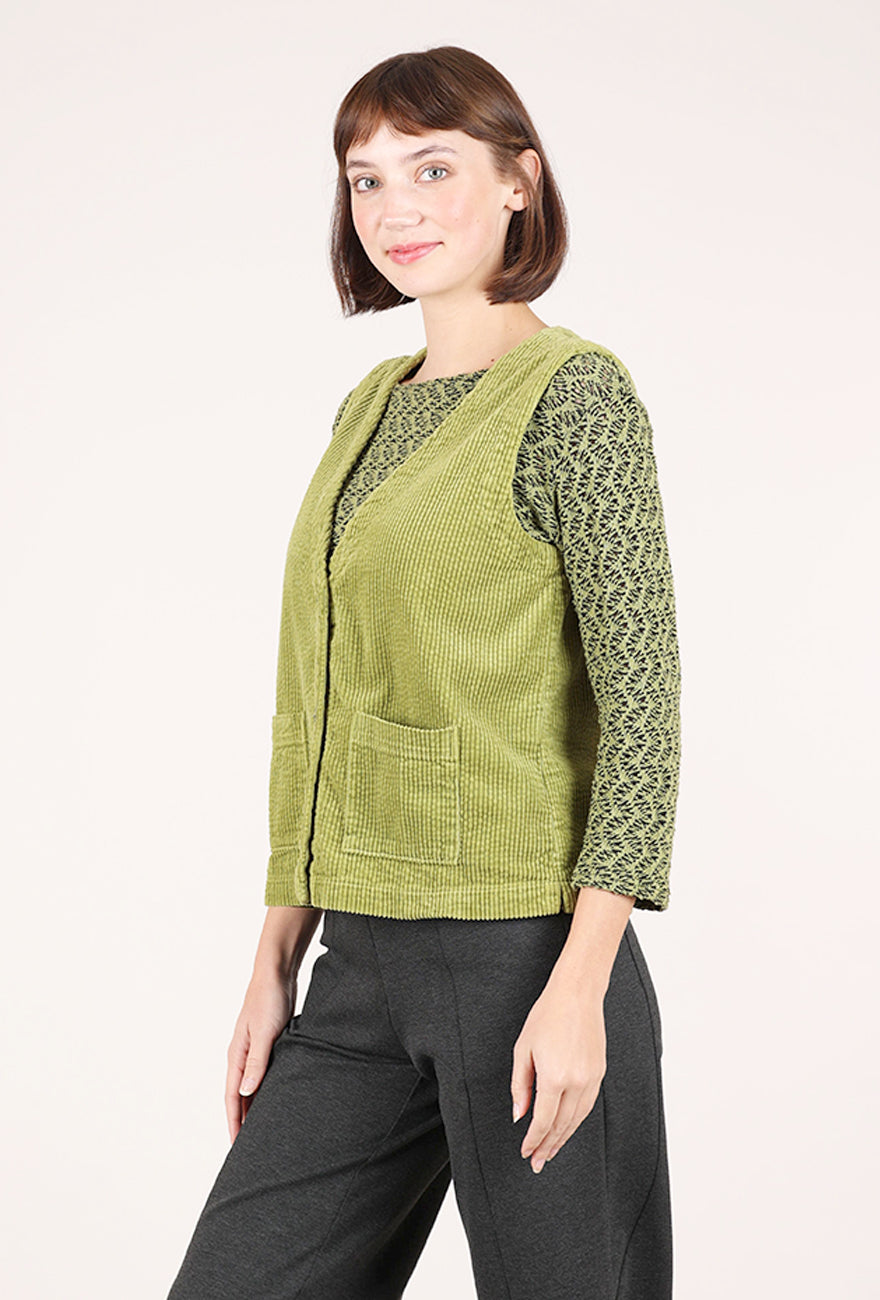 Cut Loose Luxe Cord Vneck Vest, Frog