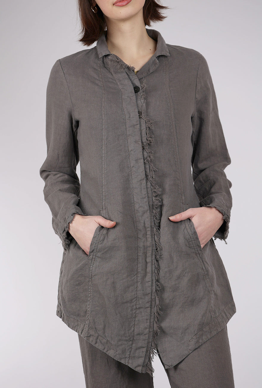 Grizas Tattered Fringe Lapel Jacket, Mushroom