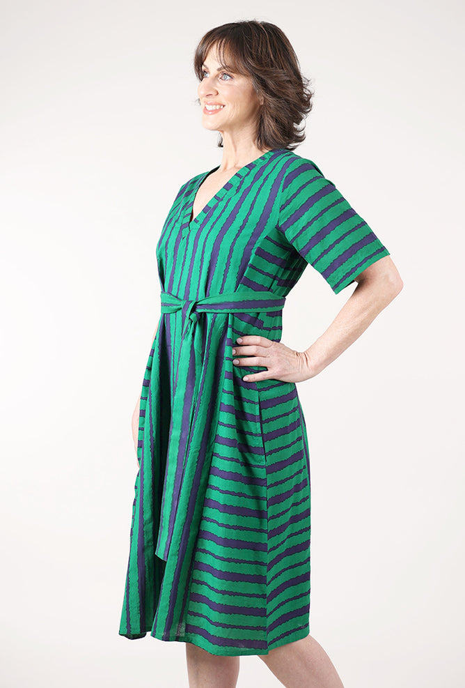 Mata Traders Karissa V-Neck Dress, Emerald