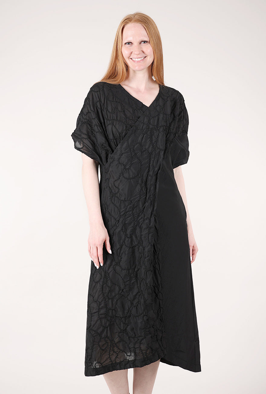 Crossover Texture Dress, Black