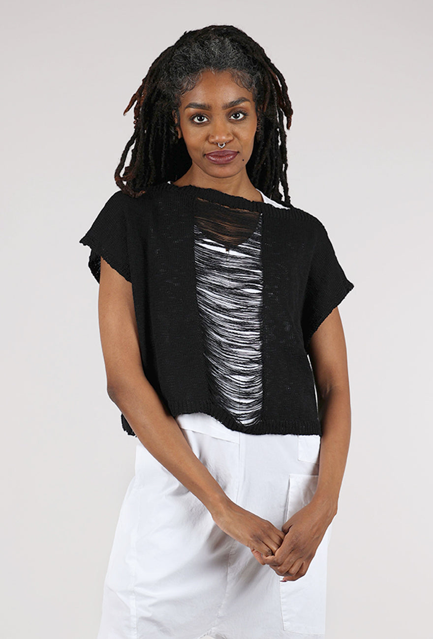 Lotus Eaters Shredded Center Sweater, Black