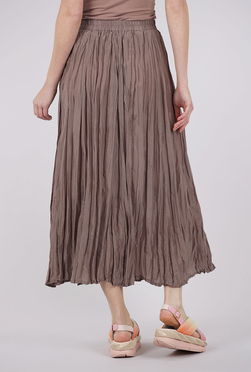 Grizas Crinkle Silk Skirt, Mushroom