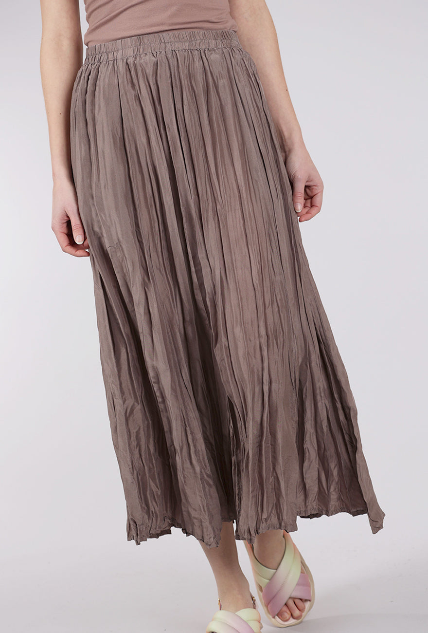Grizas Crinkle Silk Skirt, Mushroom