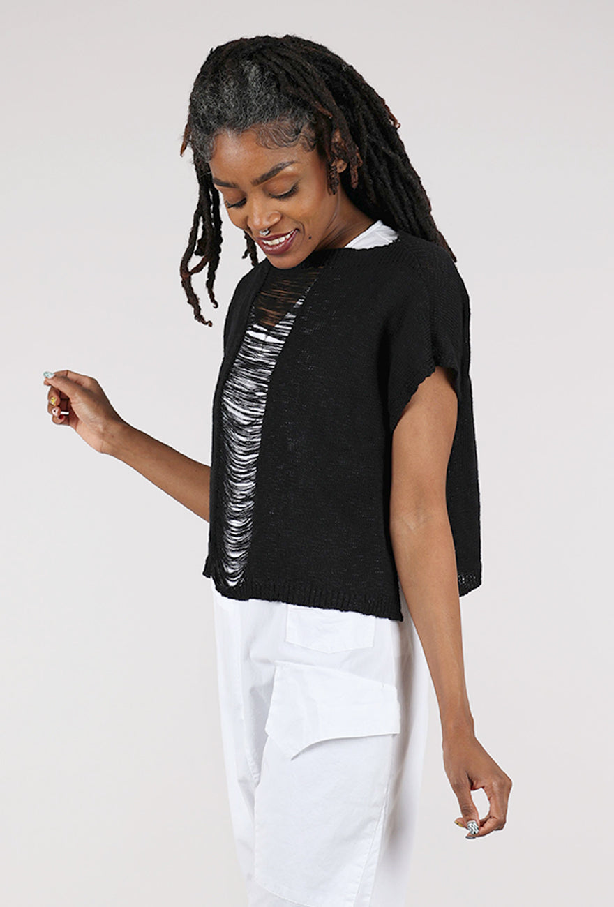 Lotus Eaters Shredded Center Sweater, Black