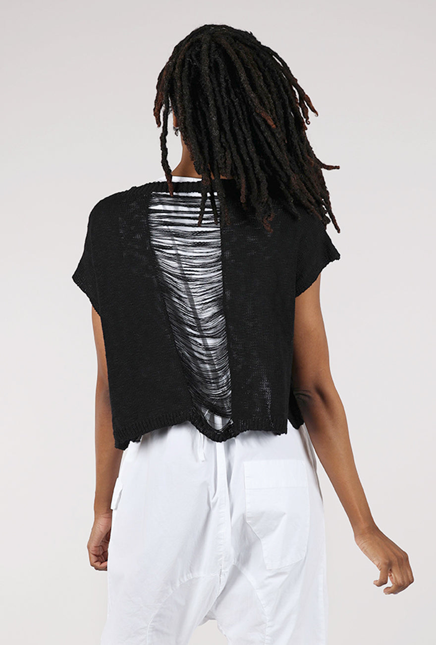 Lotus Eaters Shredded Center Sweater, Black