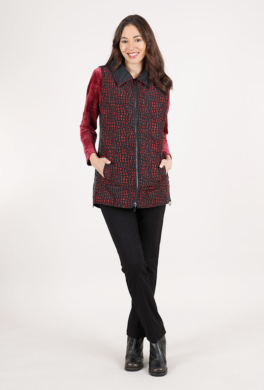 Habitat Reversible Printed Quilt Vest, Wine/Black