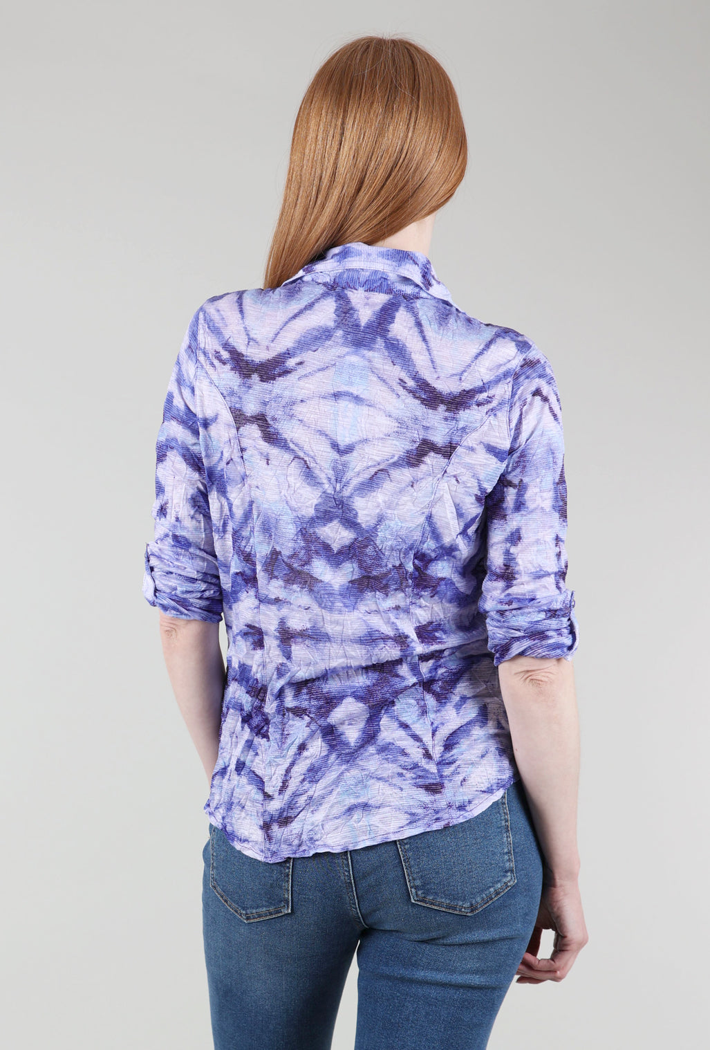 David Cline Roll-Up Sleeve Crinkle Shirt, Wave Print