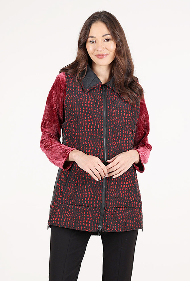 Habitat Reversible Printed Quilt Vest, Wine/Black