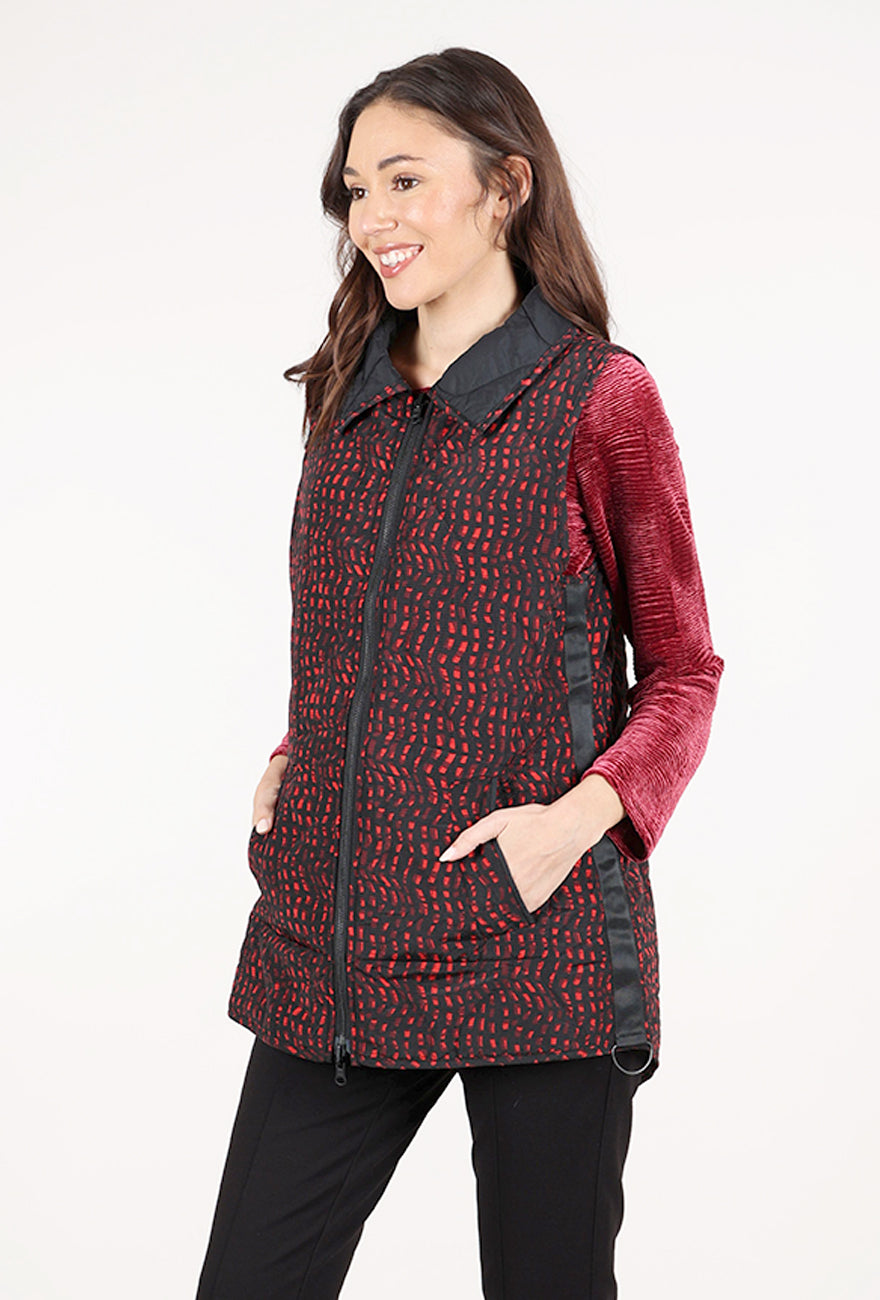Habitat Reversible Printed Quilt Vest, Wine/Black