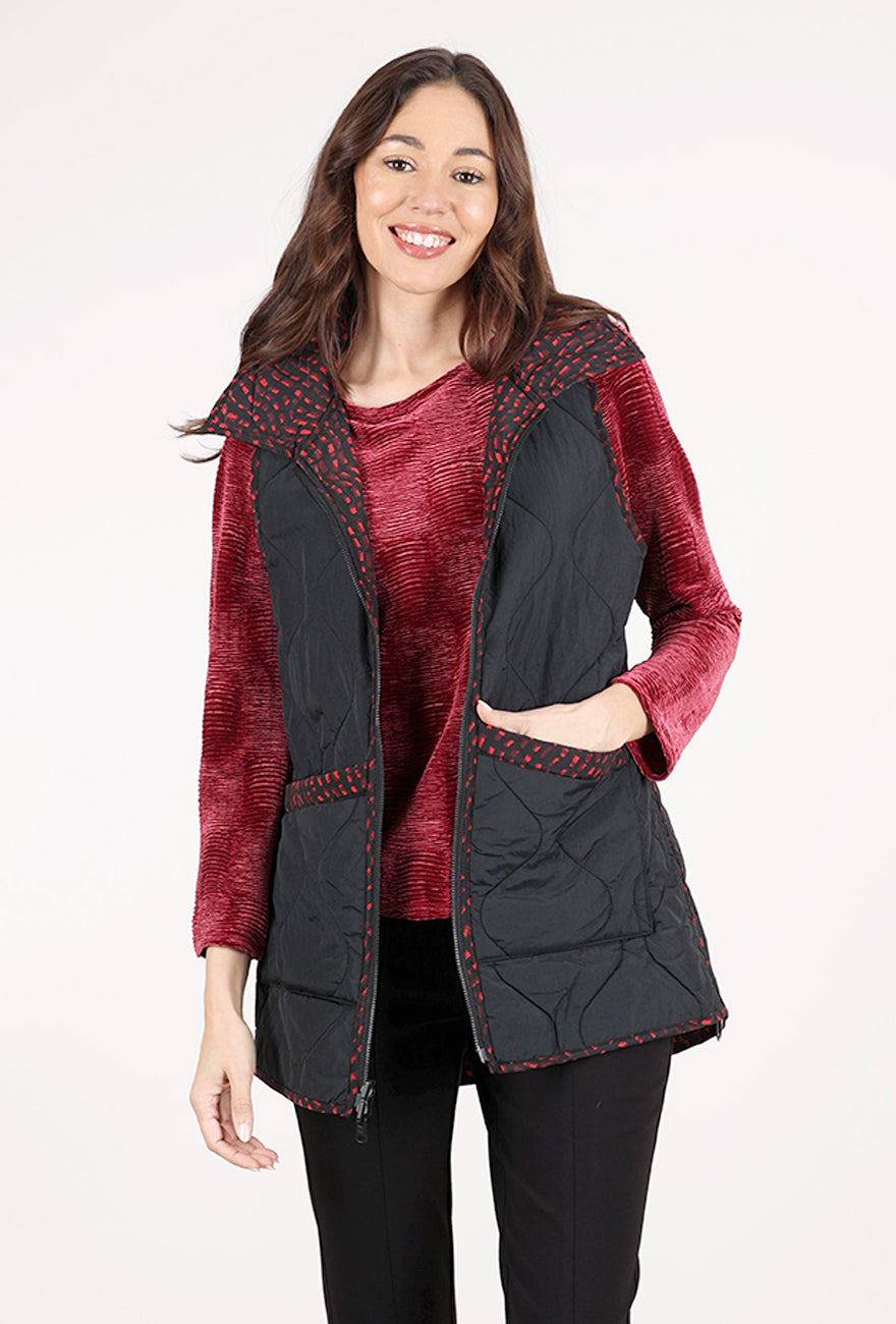 Habitat Reversible Printed Quilt Vest, Wine/Black