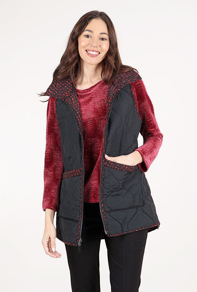 Habitat Reversible Printed Quilt Vest, Wine/Black