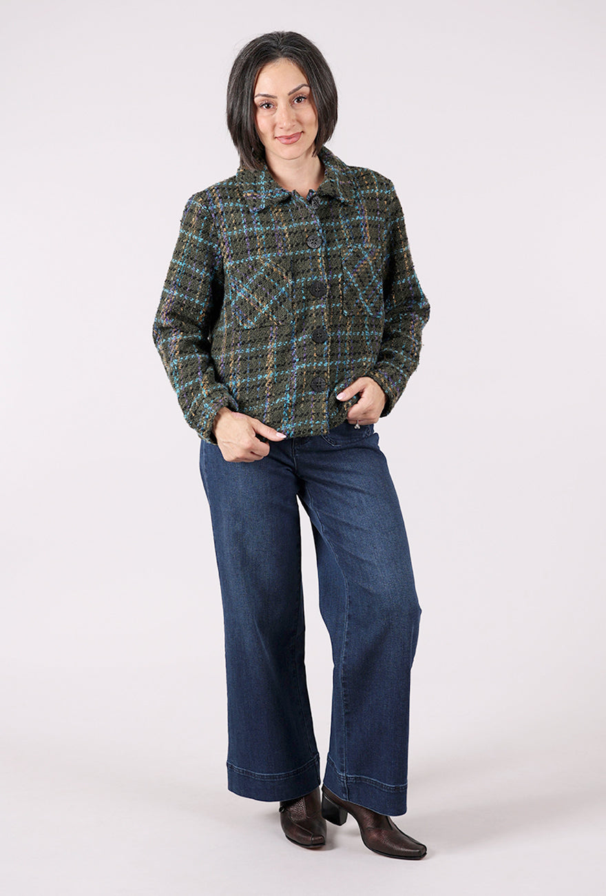 Habitat Confetti Plaid Shacket, Avocado