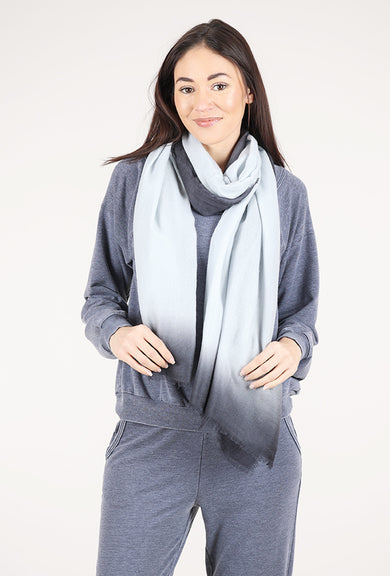 Blue Pacific Cashmere Bliss Scarf, Denim/Gray