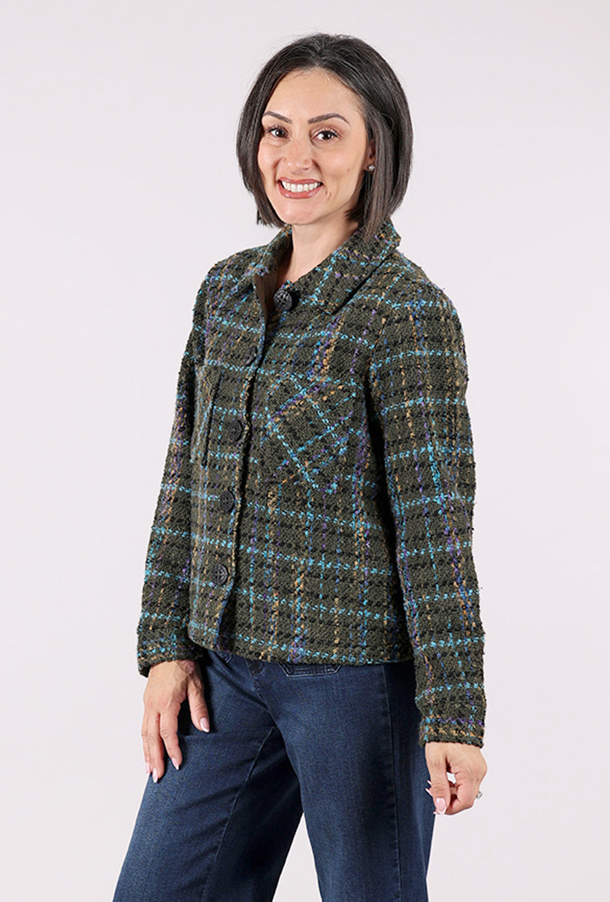 Habitat Confetti Plaid Shacket, Avocado