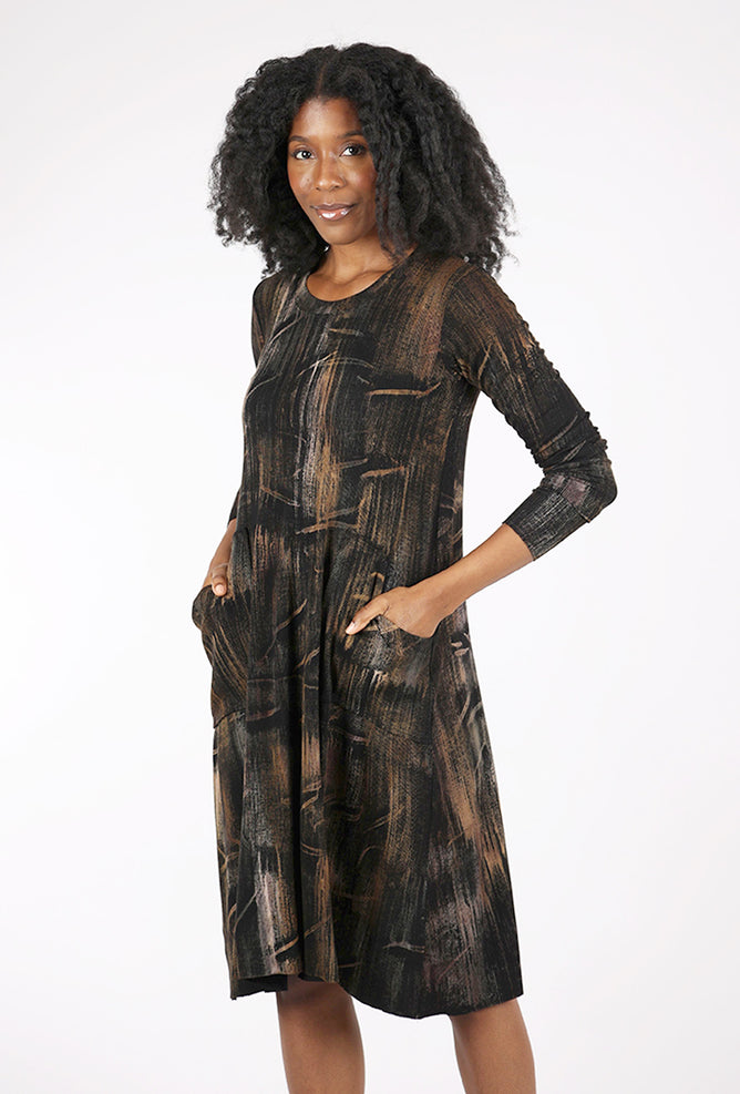 Heyne Bogut Brush Knit Pocket Dress, Khaki/Black