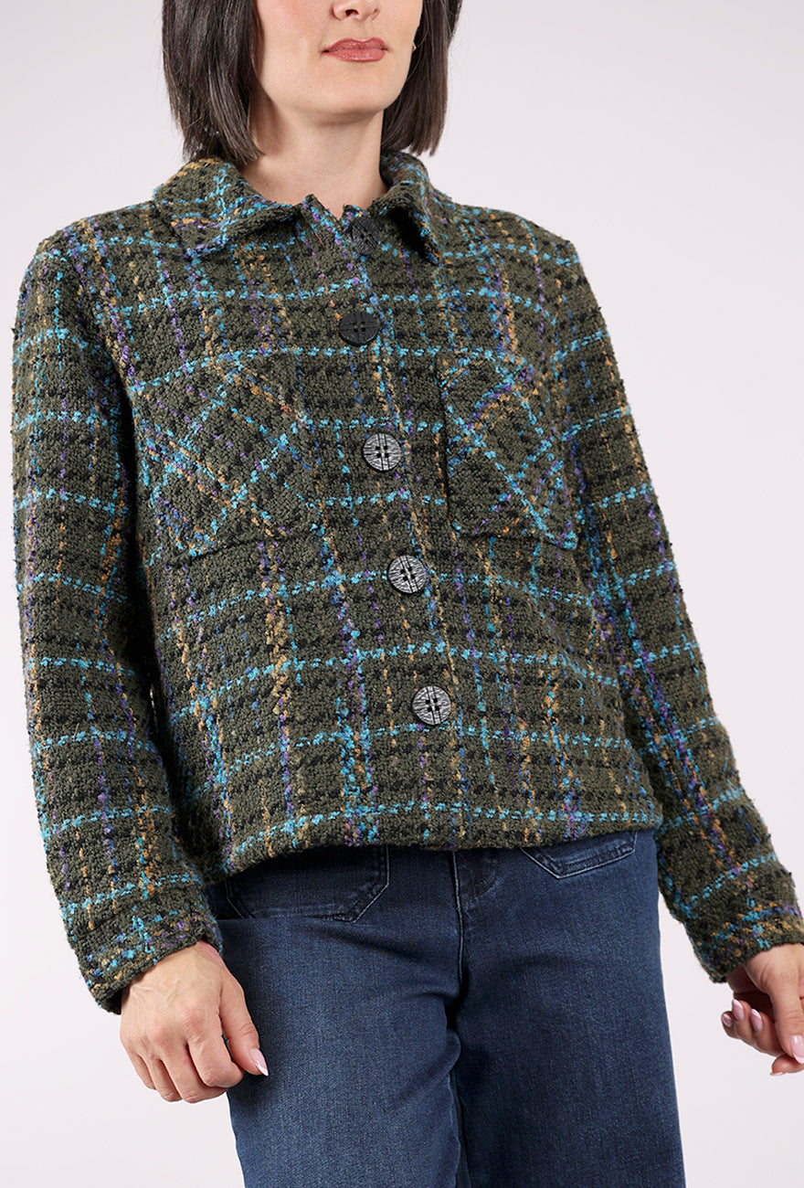 Habitat Confetti Plaid Shacket, Avocado