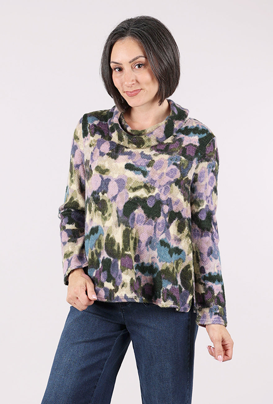 Habitat Aspen Knit Brushstrokes Cowl Top, Midnight