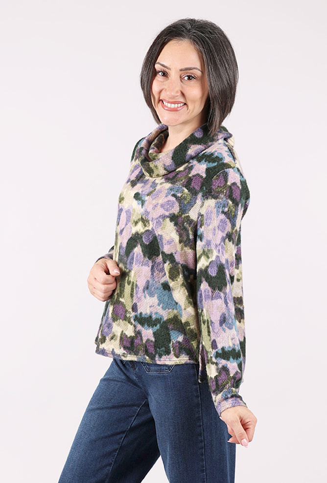 Habitat Aspen Knit Brushstrokes Cowl Top, Midnight