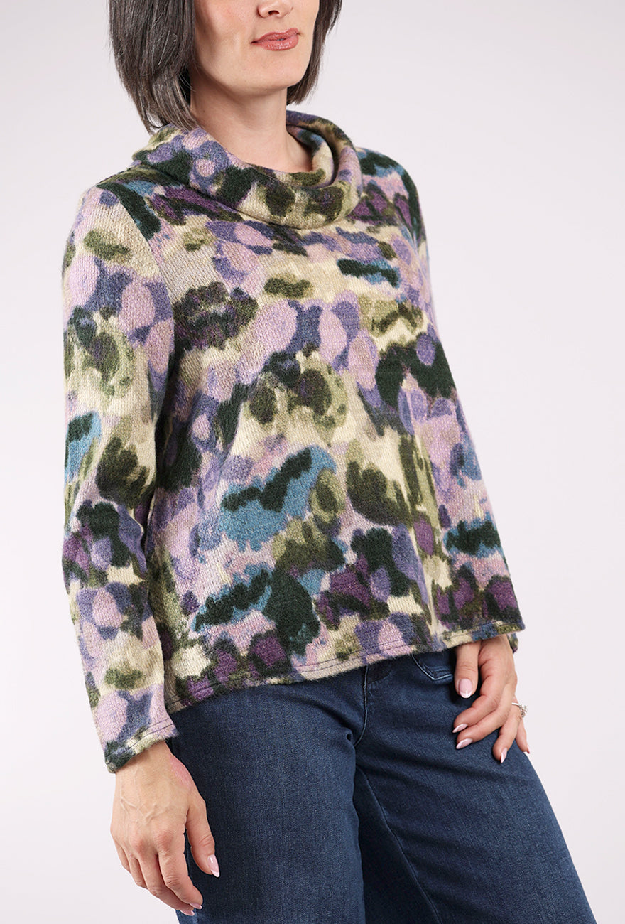 Habitat Aspen Knit Brushstrokes Cowl Top, Midnight