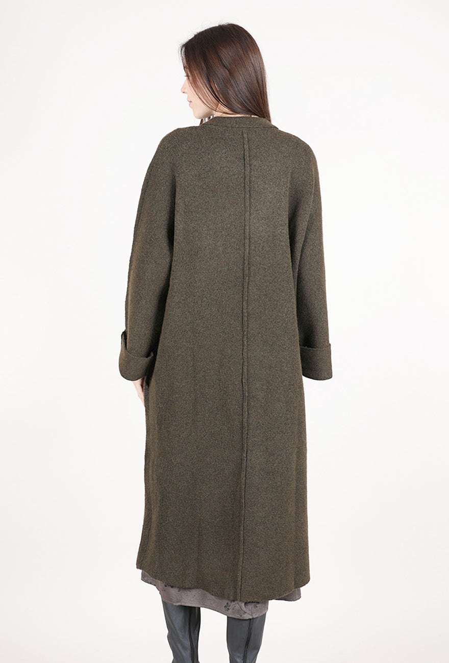 Grade & Gather Maxi Hidden Button Knit Topper, Tapenade