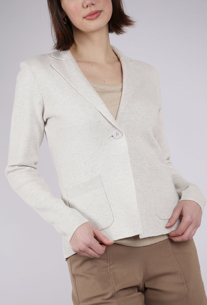 Kinross Cashmere Back Rib Knit Blazer, Champagne