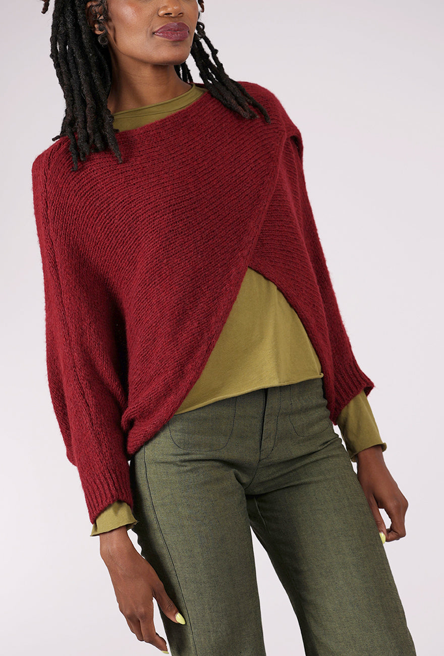 Me & Gee Crossover Sweater, Merlot