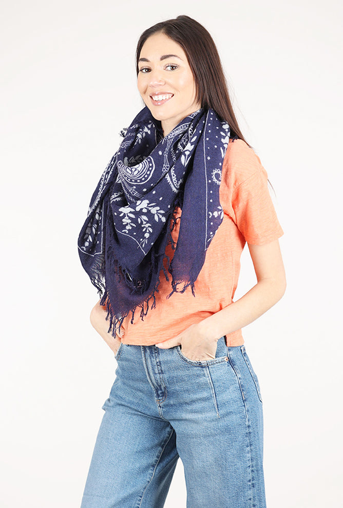Cashmere Paisley Scarf, Indigo