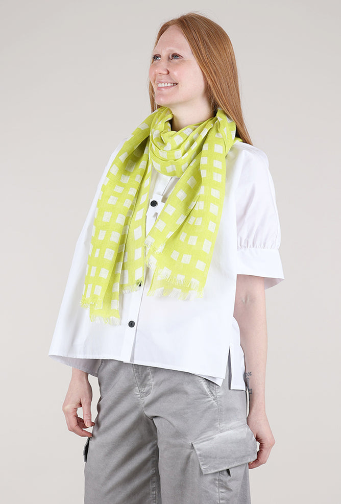 See Design Blocks Print Linen Scarf, Lime