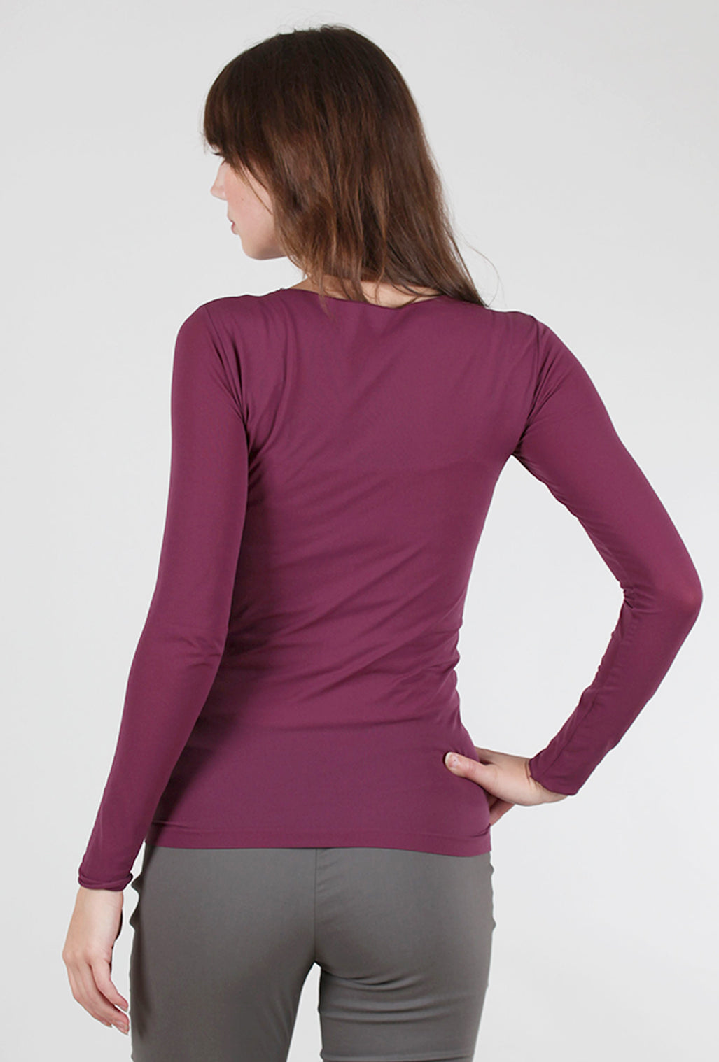 AMB Designs Raw Edge Solid Second Skin Top, Merlot