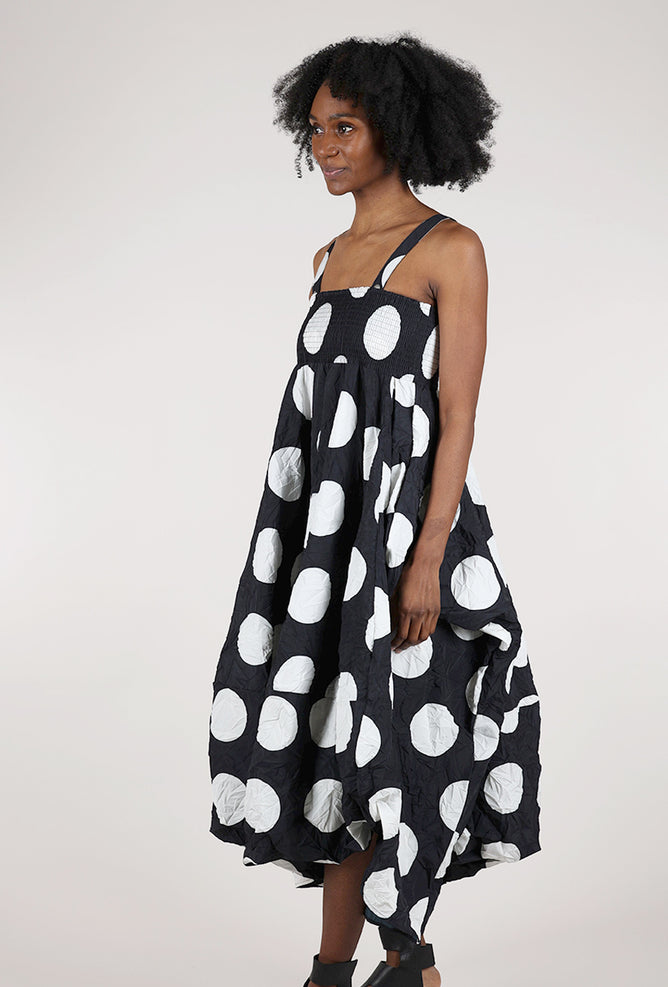 Pluslavie Short Luxe T Dress, Black/White Dots