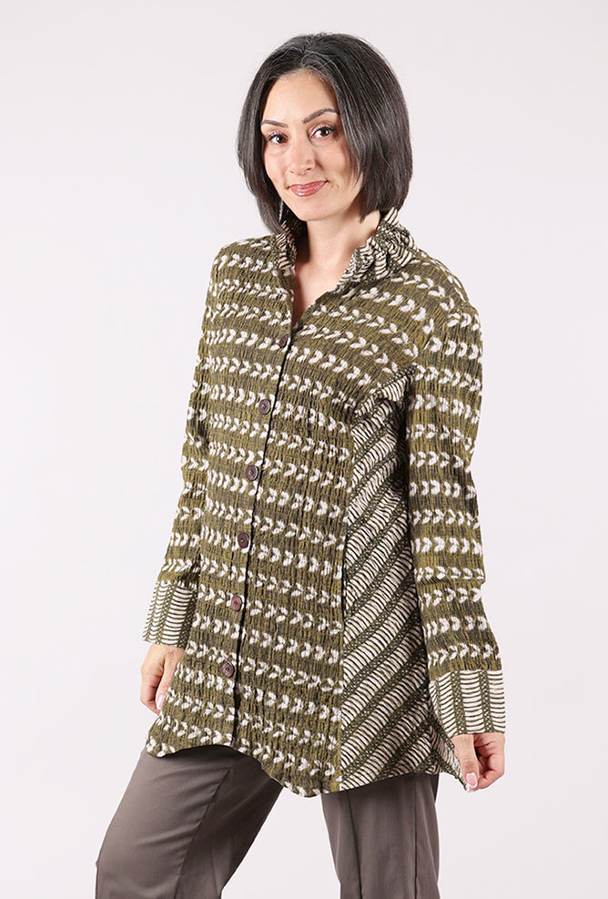 Habitat Mixed Batiks Artist Swing Shirt, Avocado